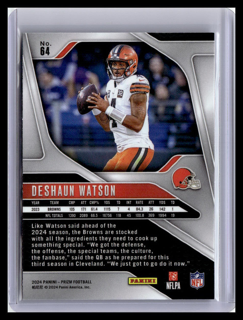 2024 Panini Prizm #64 Deshaun Watson Silver