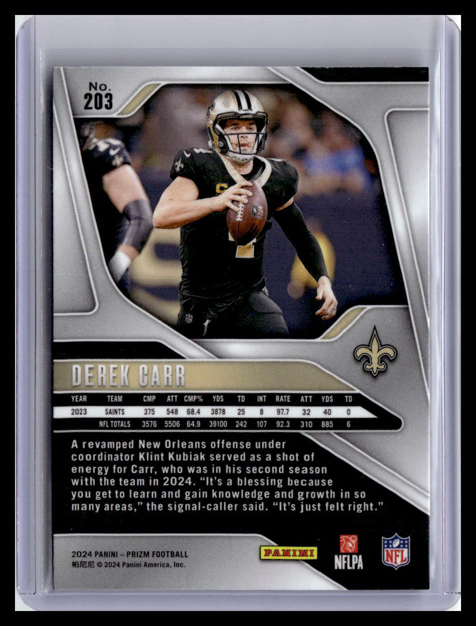 2024 Panini Prizm #203 Derek Carr