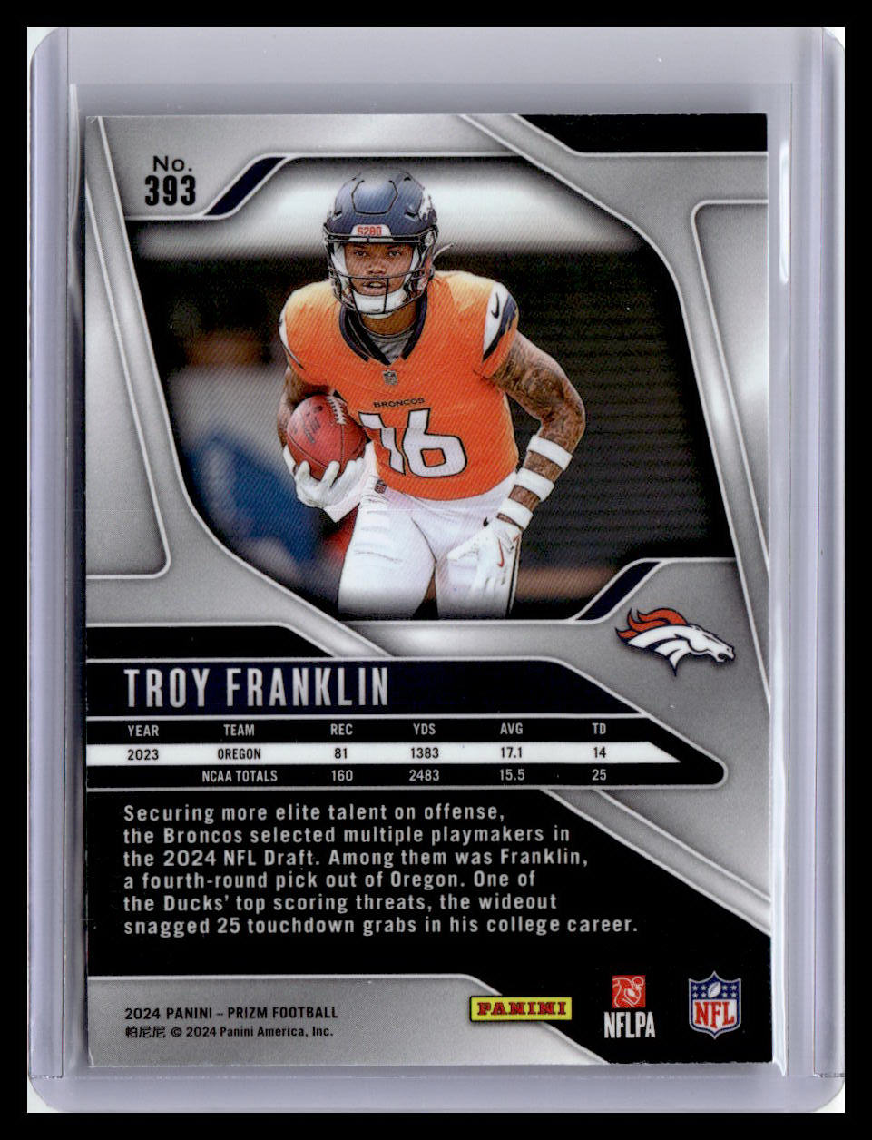 2024 Panini Prizm #393 Troy Franklin