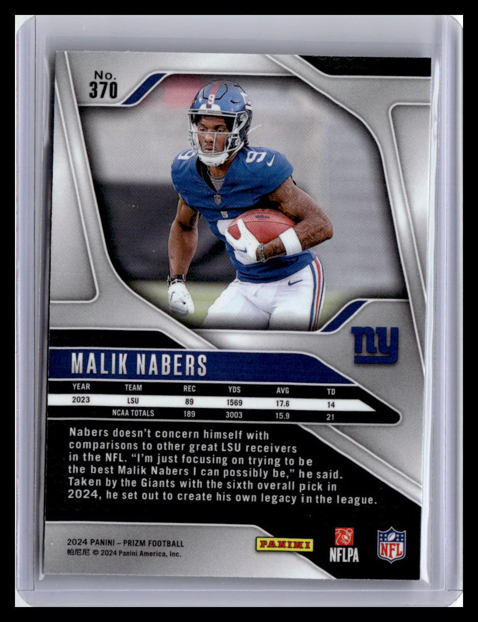 2024 Panini Prizm #370 Malik Nabers (RC)