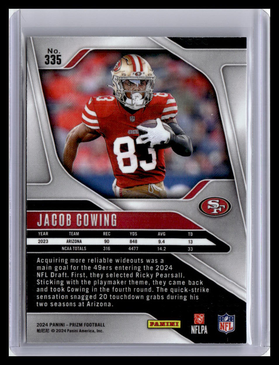 2024 Panini Prizm #335 Jacob Cowing (RC)