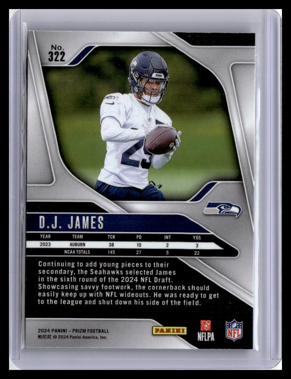 2024 Panini Prizm #322 D.J. James (RC)