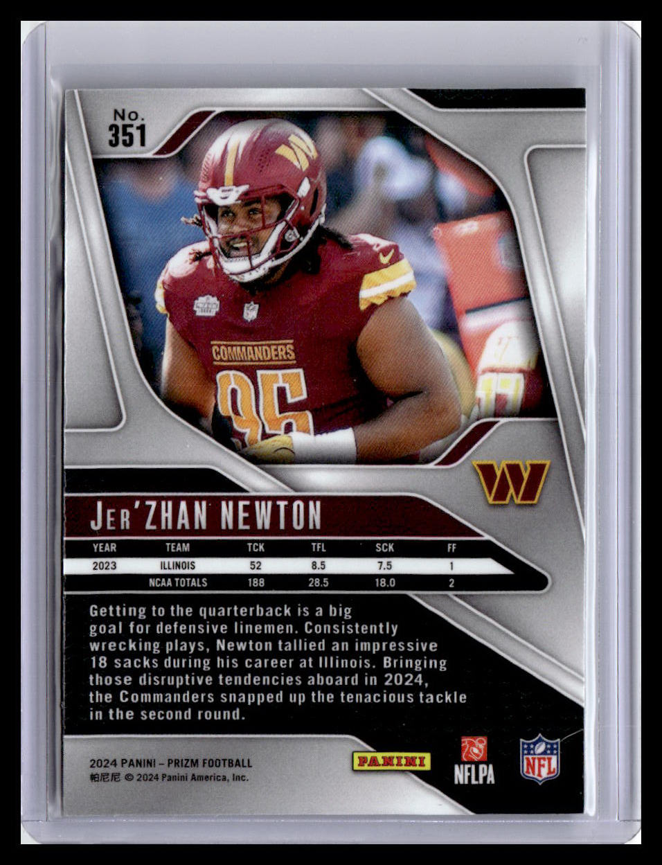 2024 Panini Prizm #351 Jer'Zhan Newton (RC)