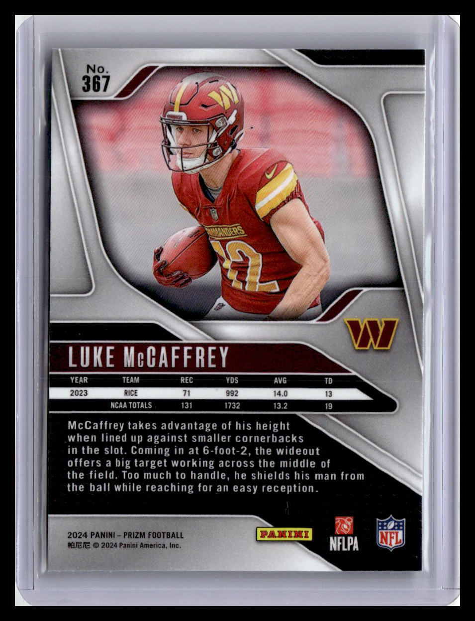 2024 Panini Prizm #367 Luke McCaffrey (RC)