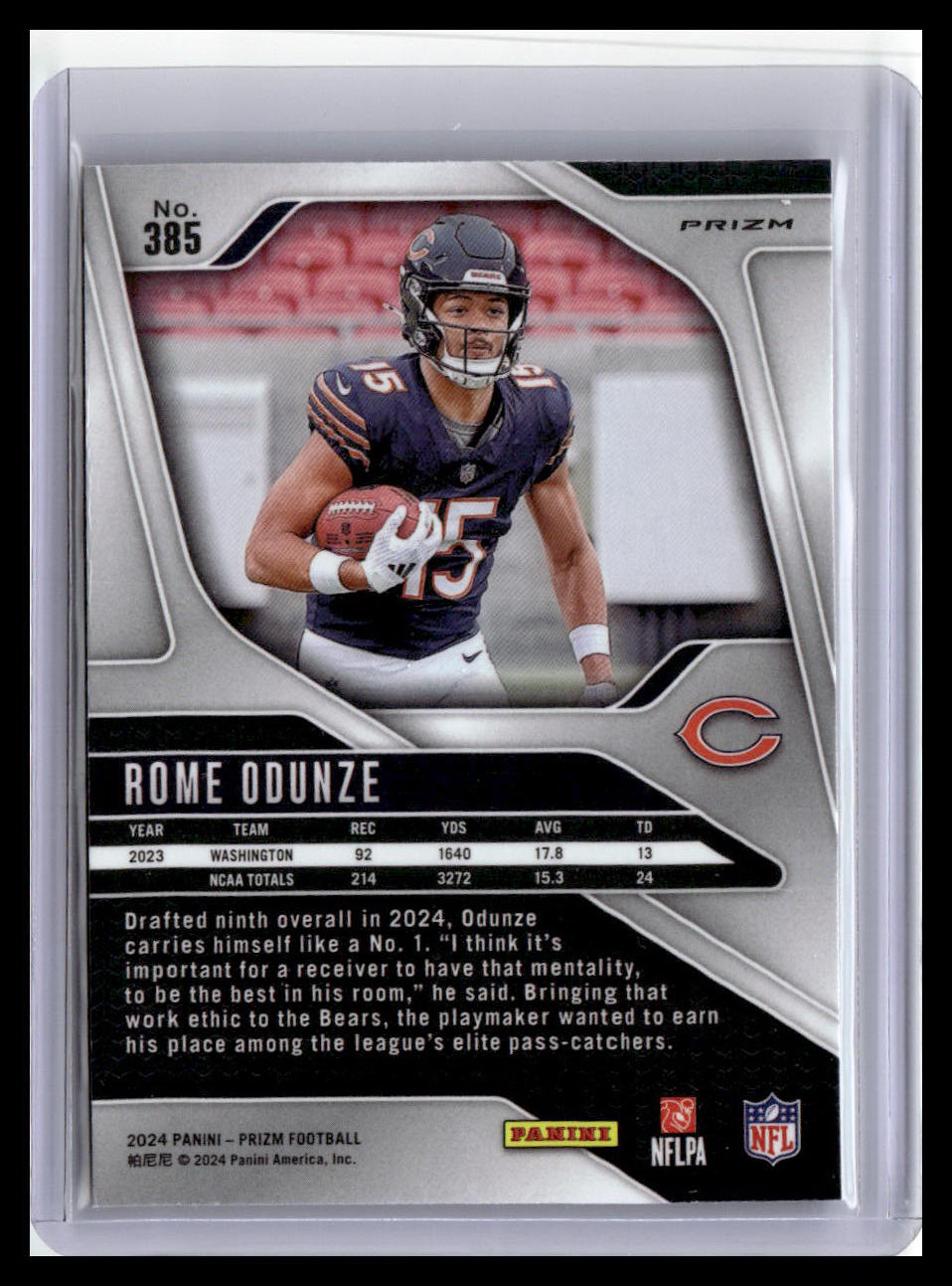 2024 Panini Prizm #385 Rome Odunze (RC) Silver
