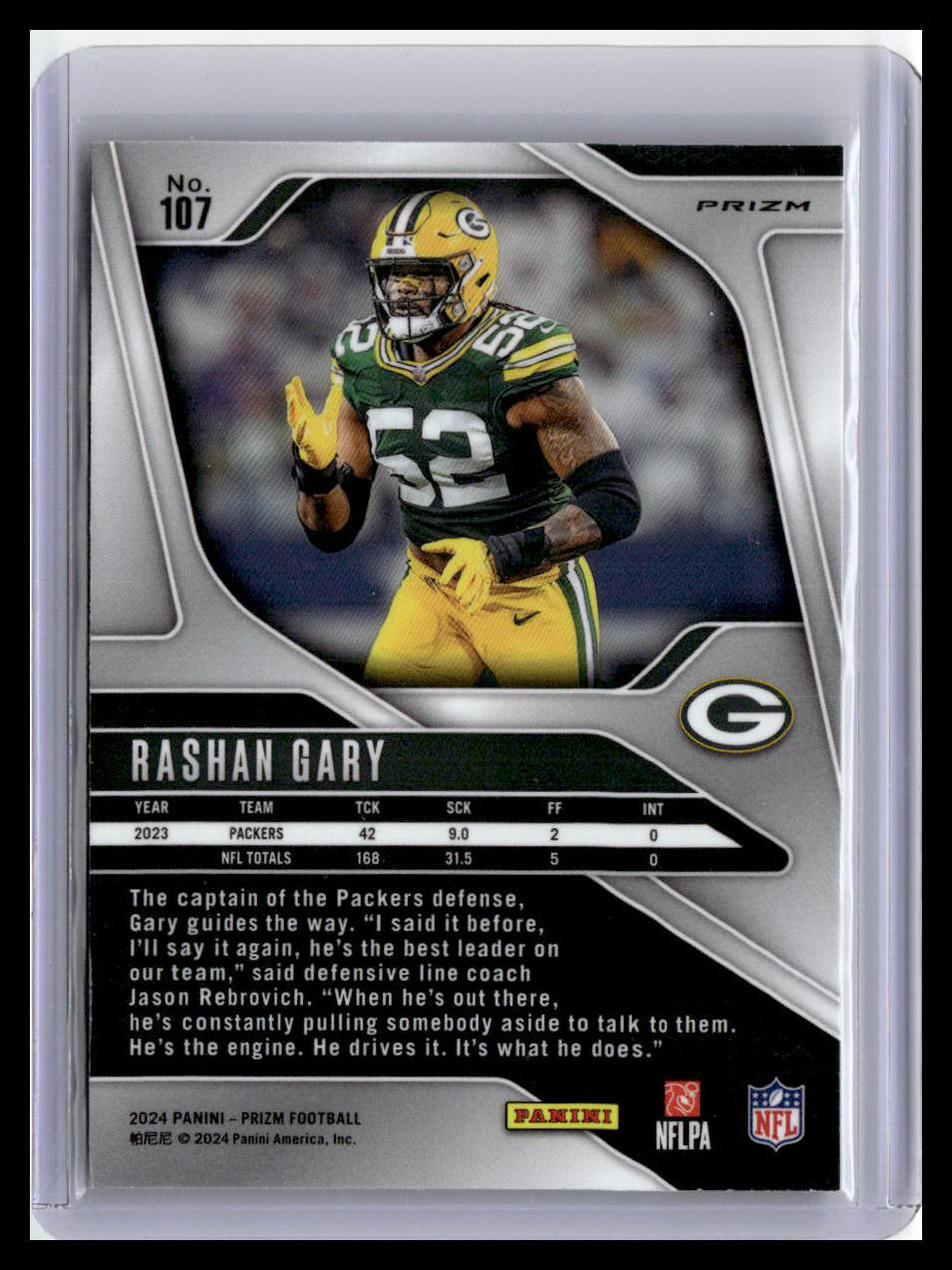 2024 Panini Prizm #107 Rashan Gary Silver