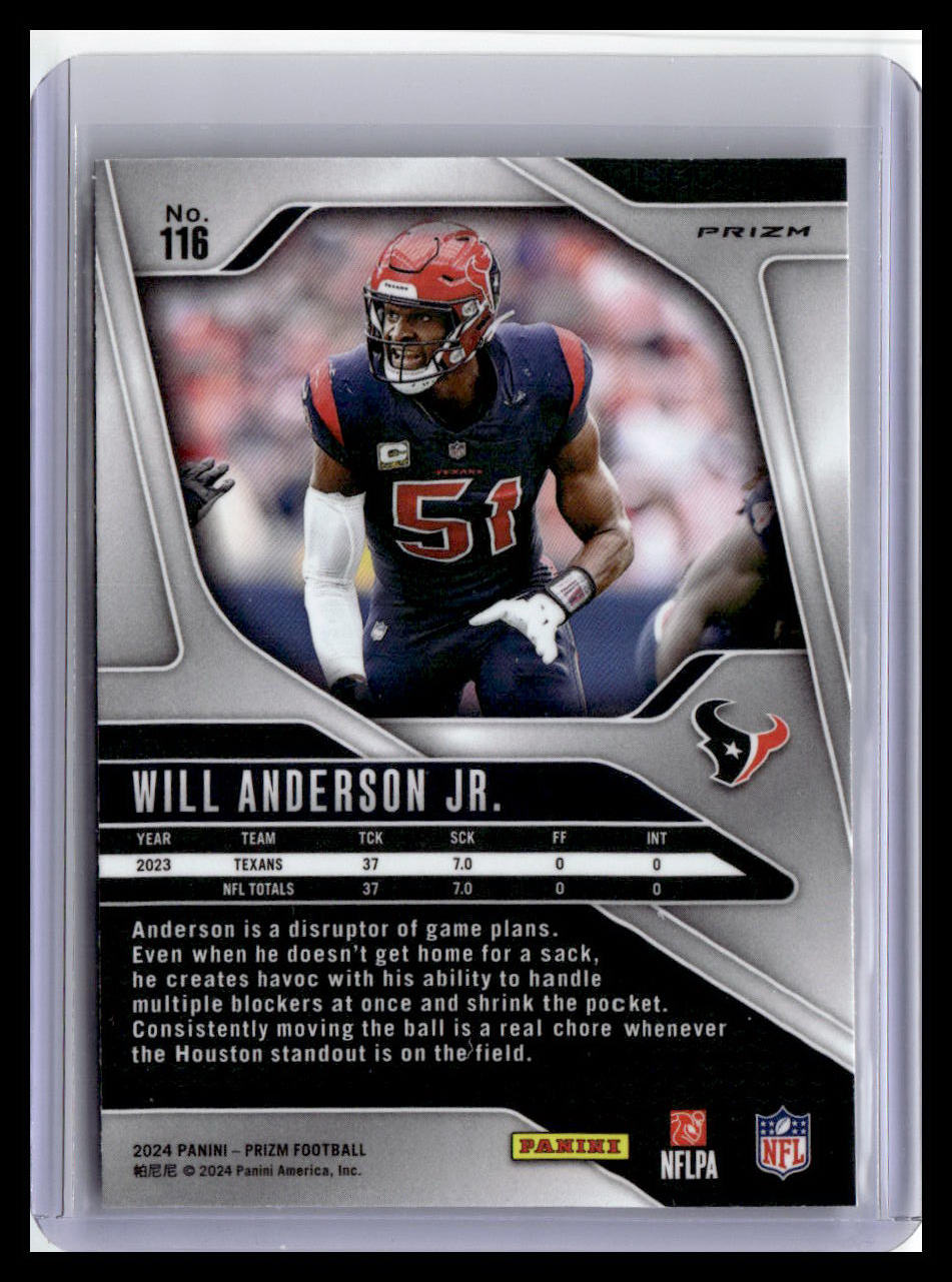 2024 Panini Prizm #116 Will Anderson Jr. Silver