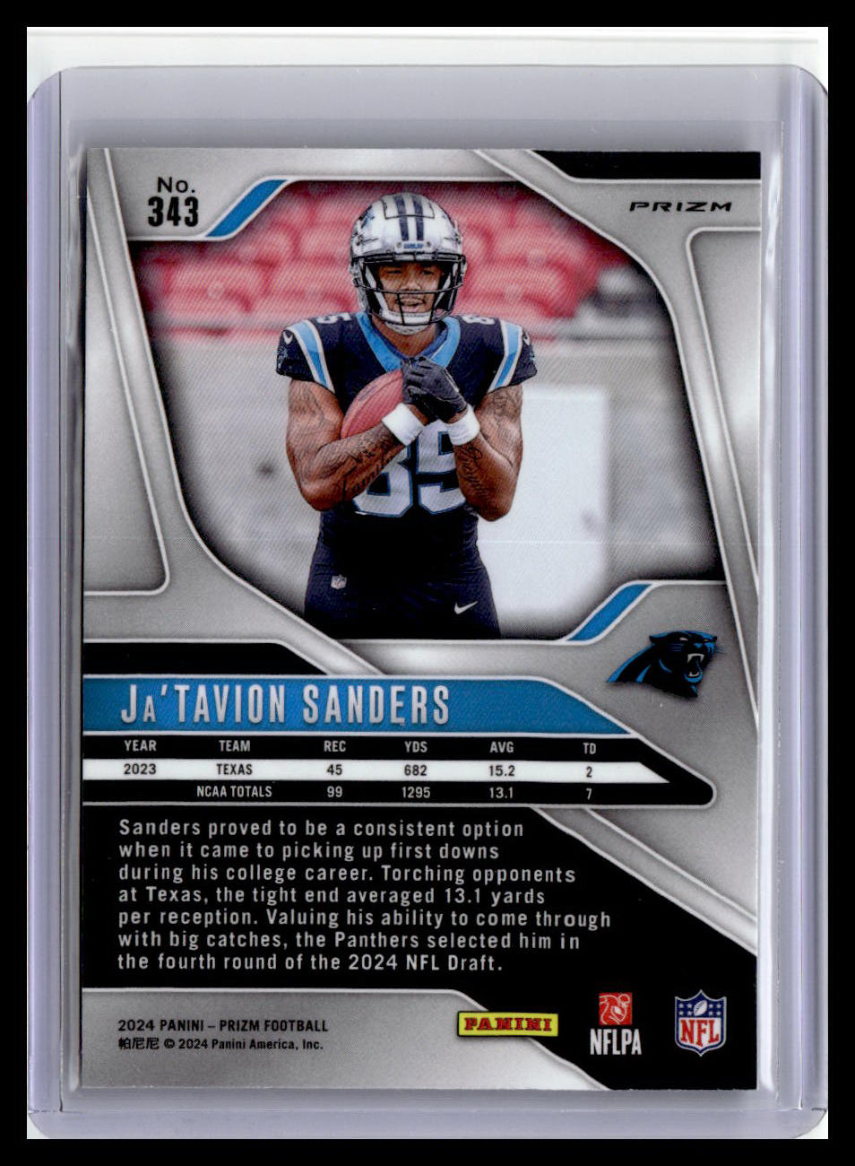2024 Panini Prizm #343 Ja'Tavion Sanders (RC) Pink