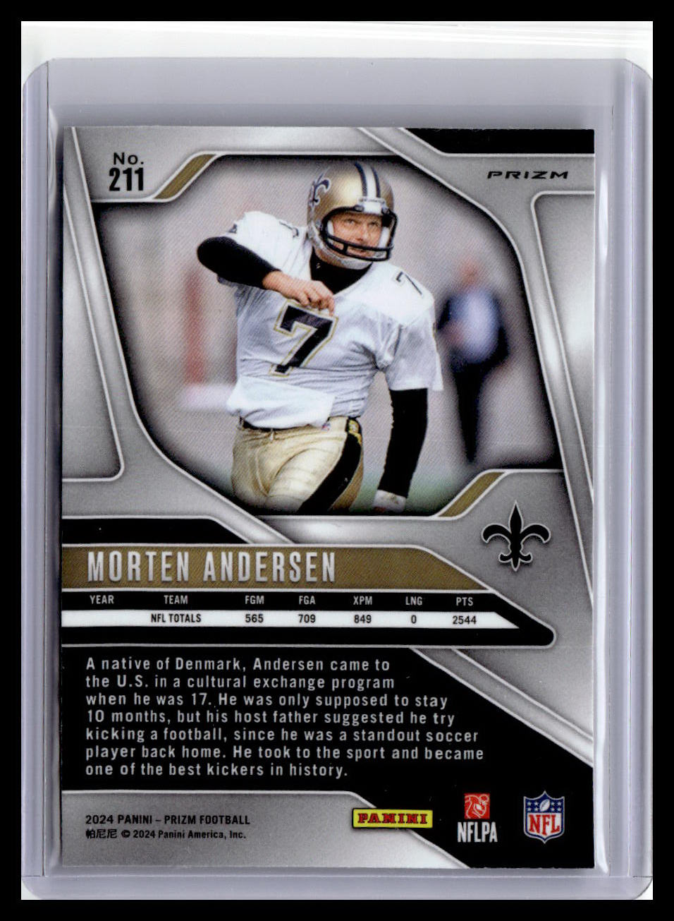 2024 Panini Prizm #211 Morten Andersen Pink