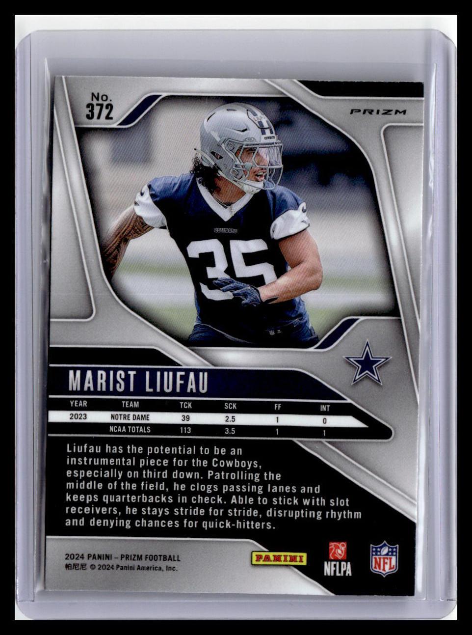 2024 Panini Prizm #372 Marist Liufau (RC) Orange Disco Prizm