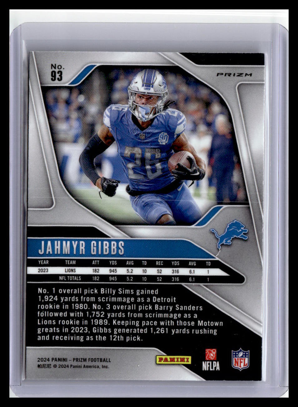 2024 Panini Prizm #93 Jahmyr Gibbs Orange Disco Prizm