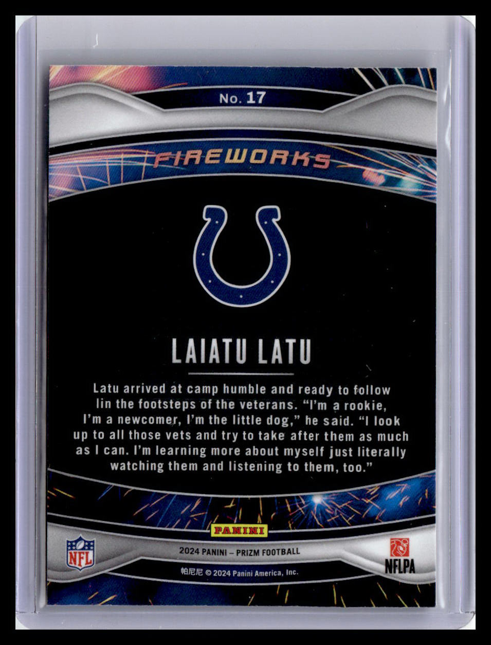 2024 Panini Prizm #17 Laiatu Latu (RC) Fireworks