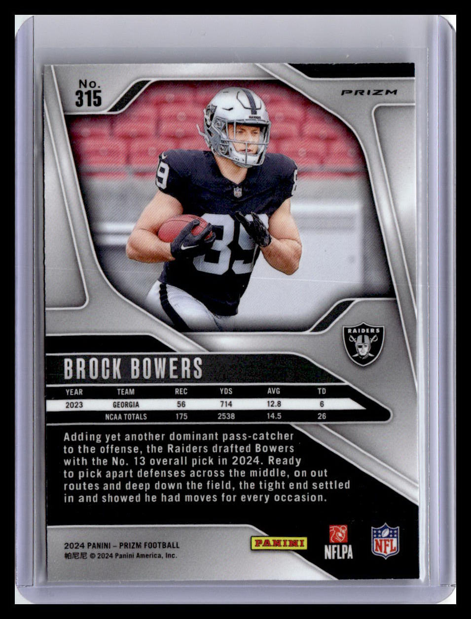 2024 Panini Prizm #315 Brock Bowers Purple Pulsar