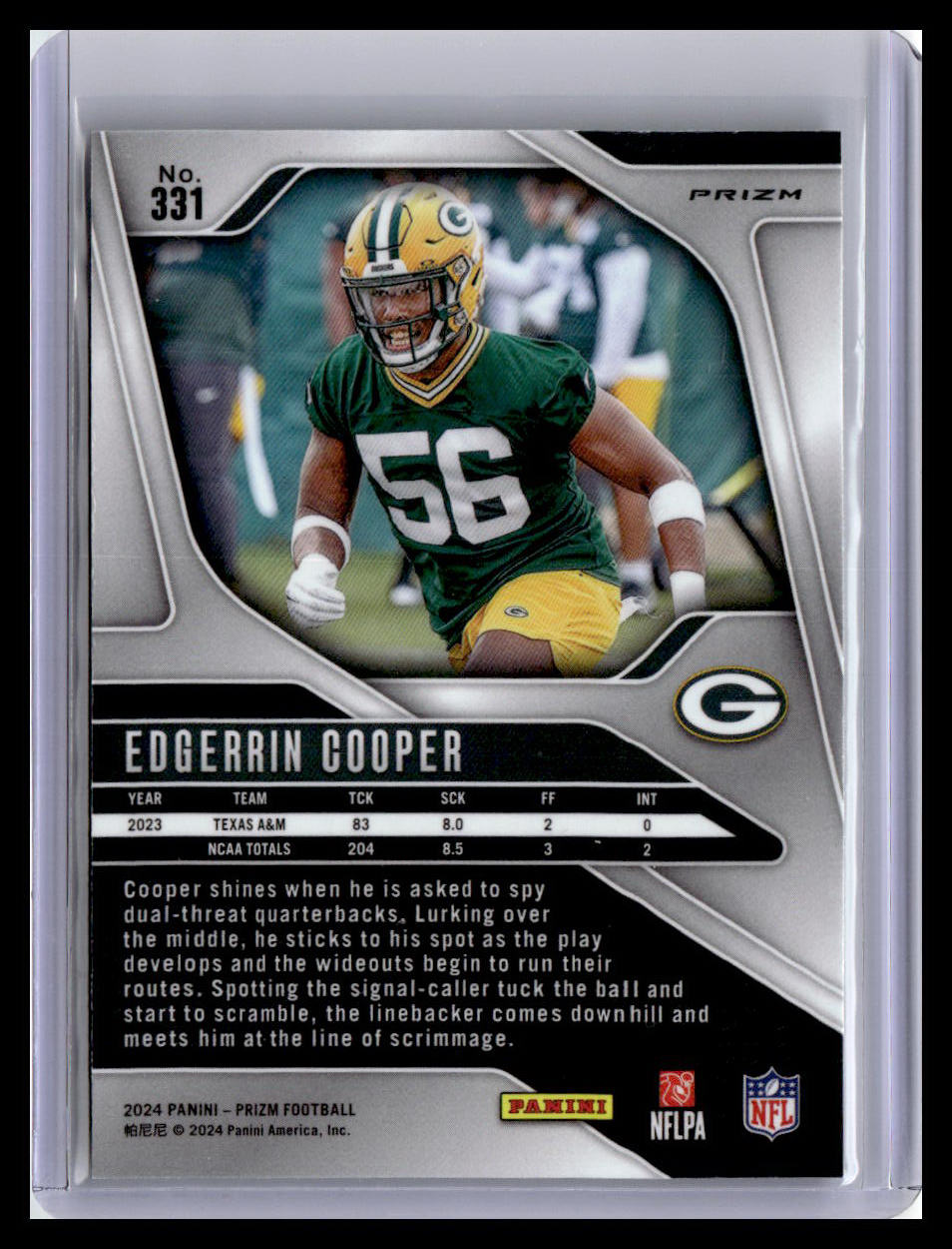2024 Panini Prizm #331 Edgerrin Cooper (RC) Neon Green Pulsar