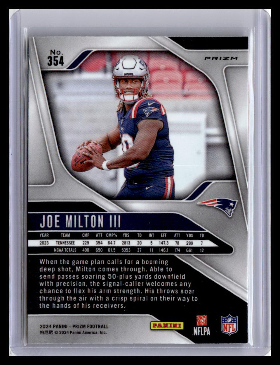 2024 Panini Prizm #354 Joe Milton III (RC) Lazer