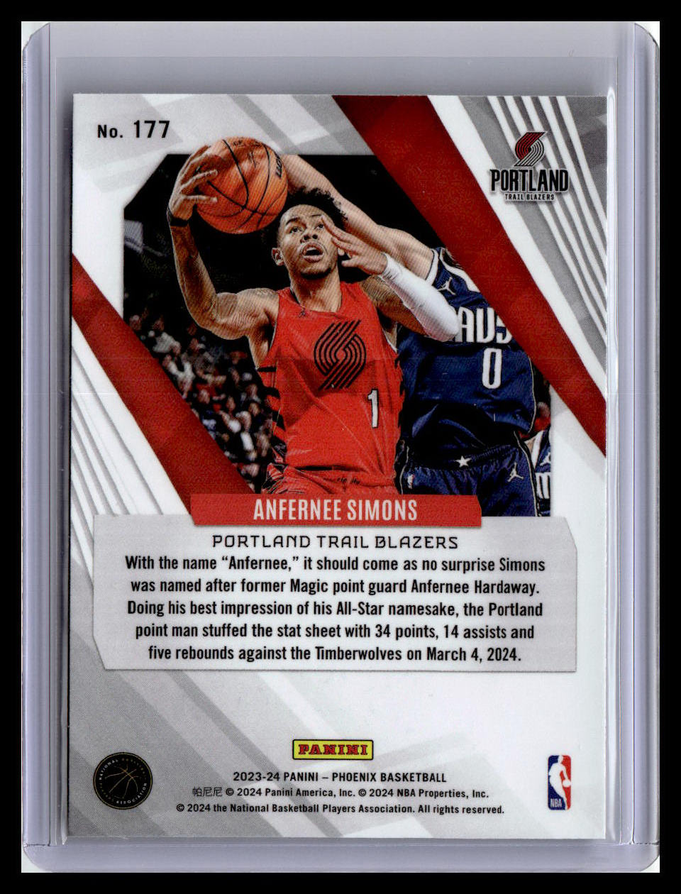 2023-24 Panini Phoenix #177 Anfernee Simons