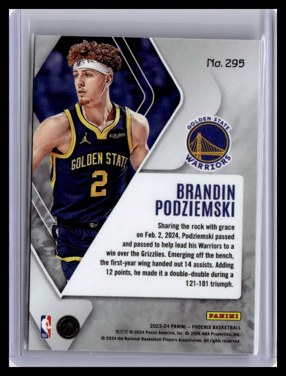 2023-24 Panini Phoenix #295 Brandin Podziemski (RC)