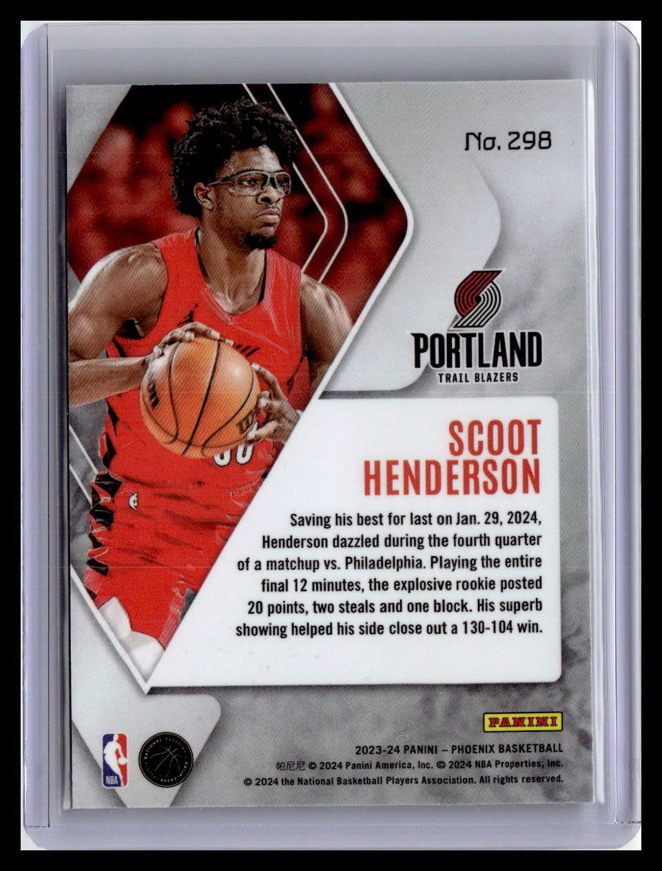 2023-24 Panini Phoenix #298 Scoot Henderson (RC)