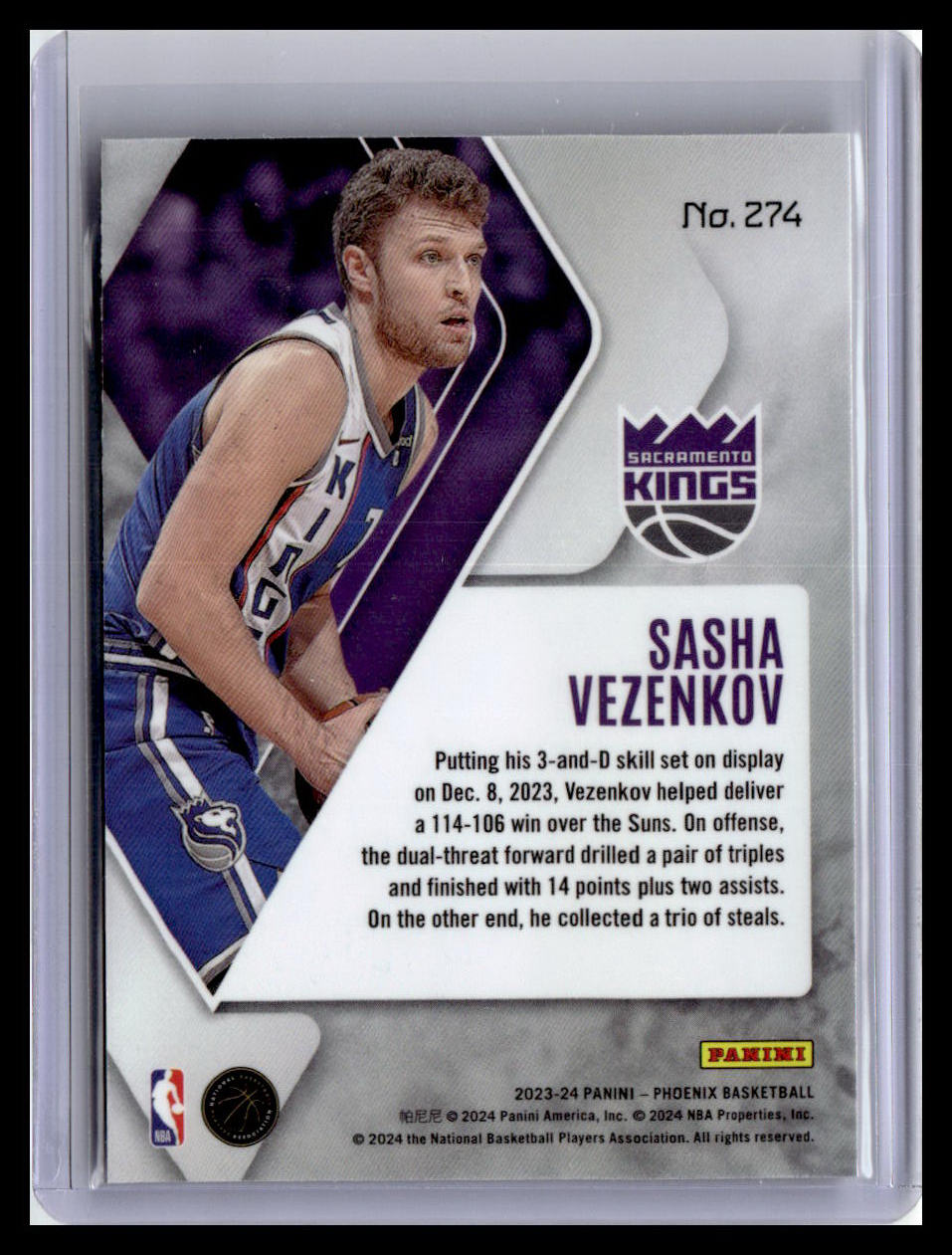 2023-24 Panini Phoenix #274 Sasha Vezenkov (RC)