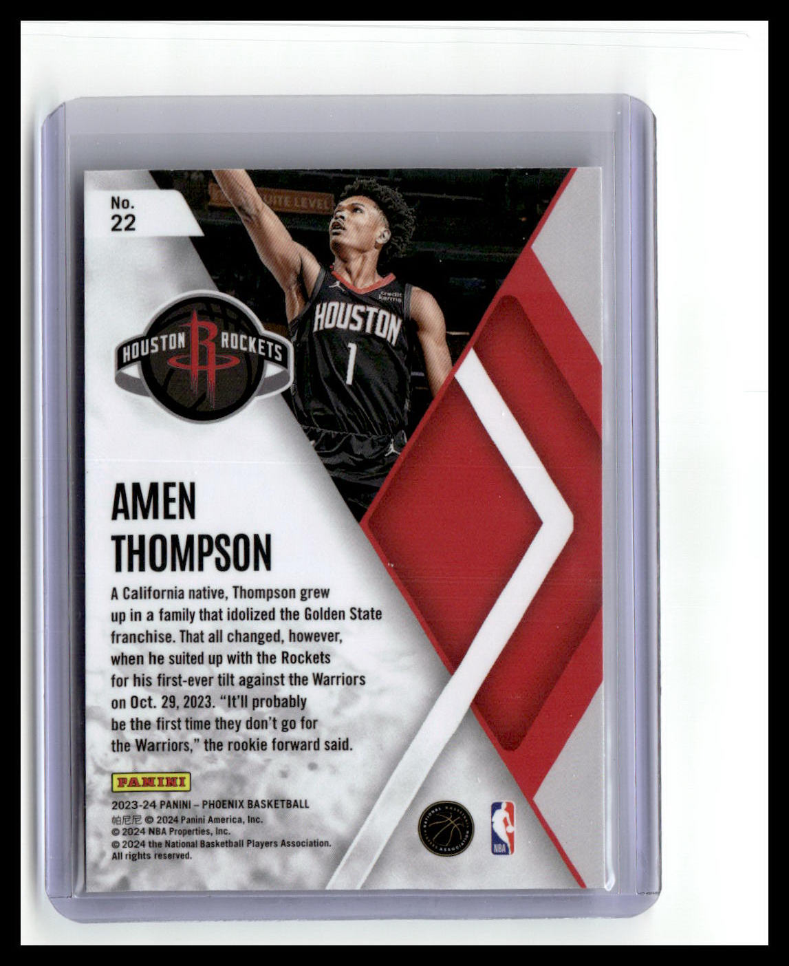 2023-24 Panini Phoenix #22 Amen Thompson Instant Phenom