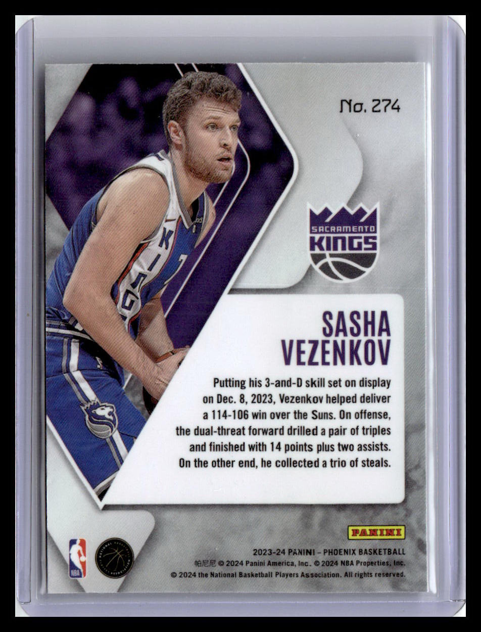 2023-24 Panini Phoenix #274 Sasha Vezenkov (RC) Phoenix Teal Lazer