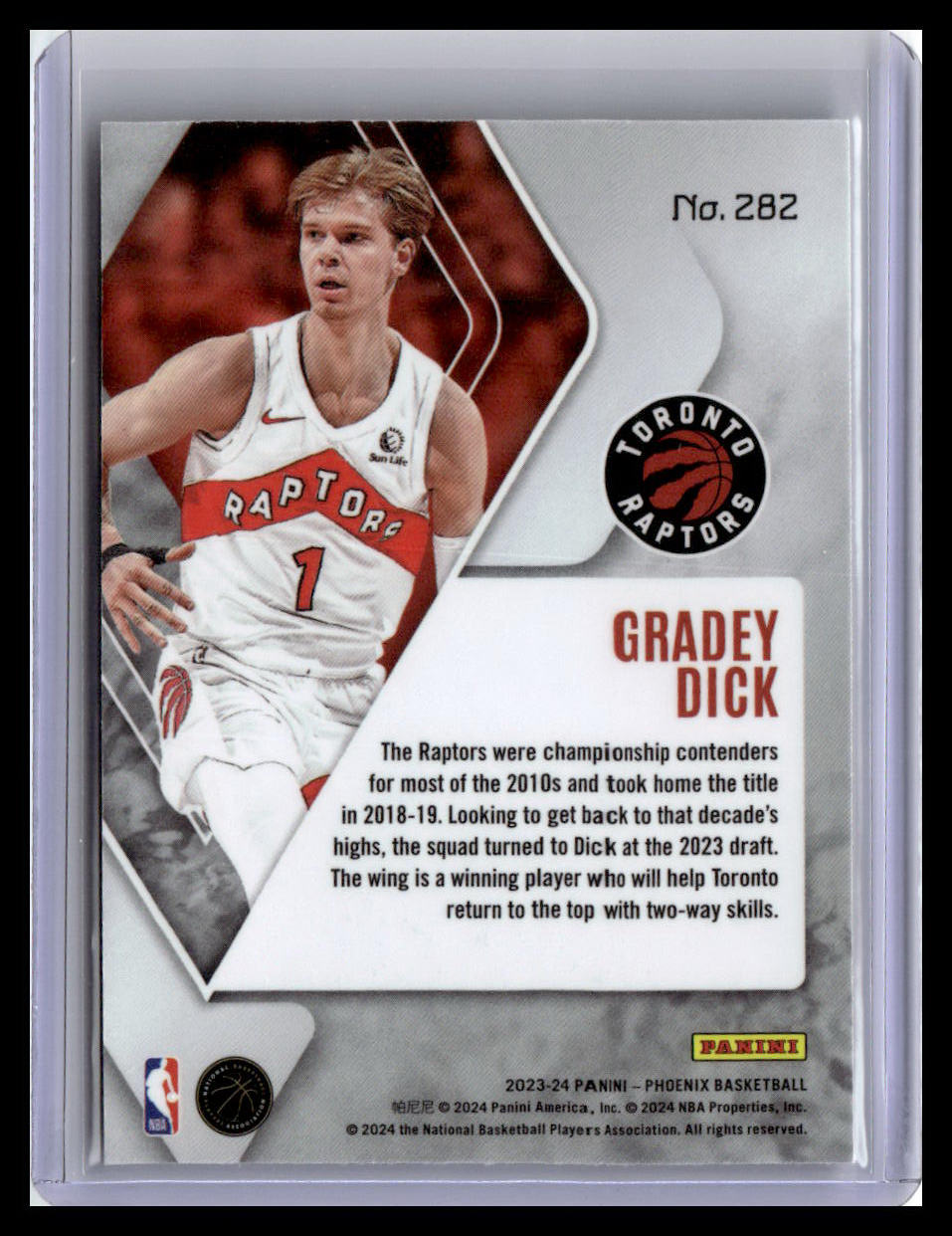2023-24 Panini Phoenix #282 Gradey Dick (RC) Phoenix Teal Lazer