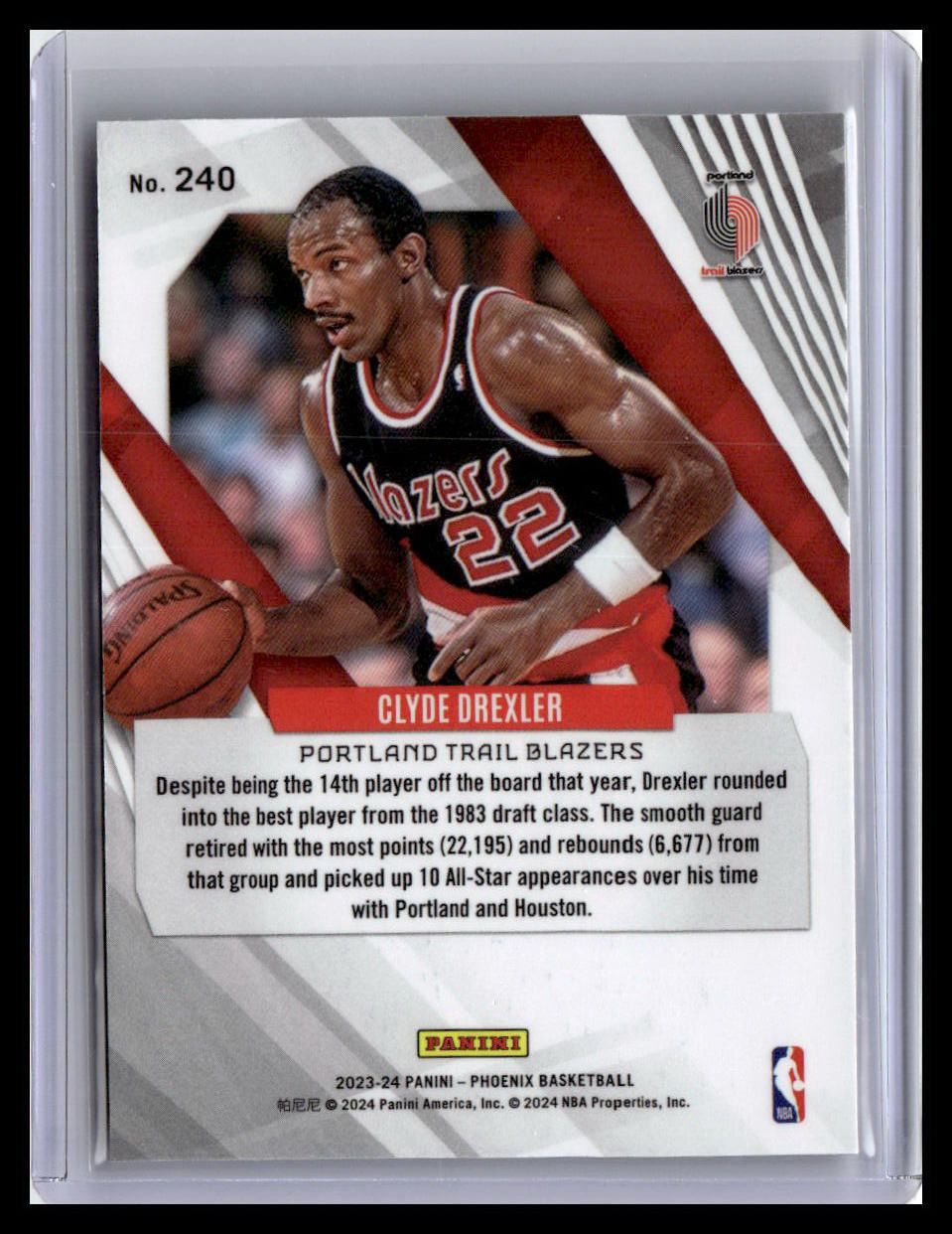 2023-24 Panini Phoenix #240 Clyde Drexler Phoenix Teal Lazer