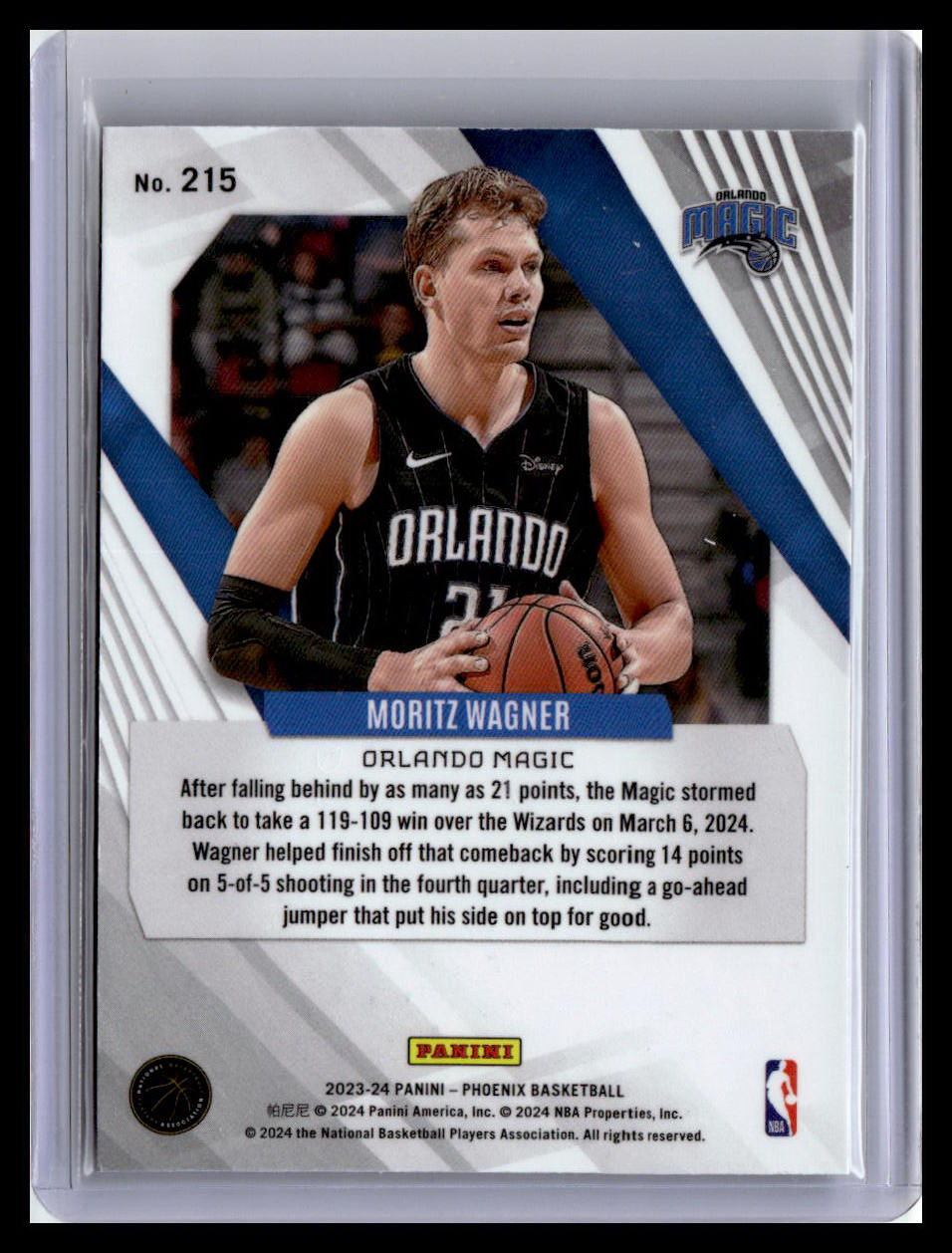 2023-24 Panini Phoenix #215 Moritz Wagner Phoenix Blue Ice