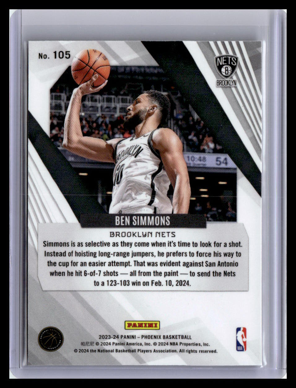 2023-24 Panini Phoenix #105 Ben Simmons Phoenix Blue Ice