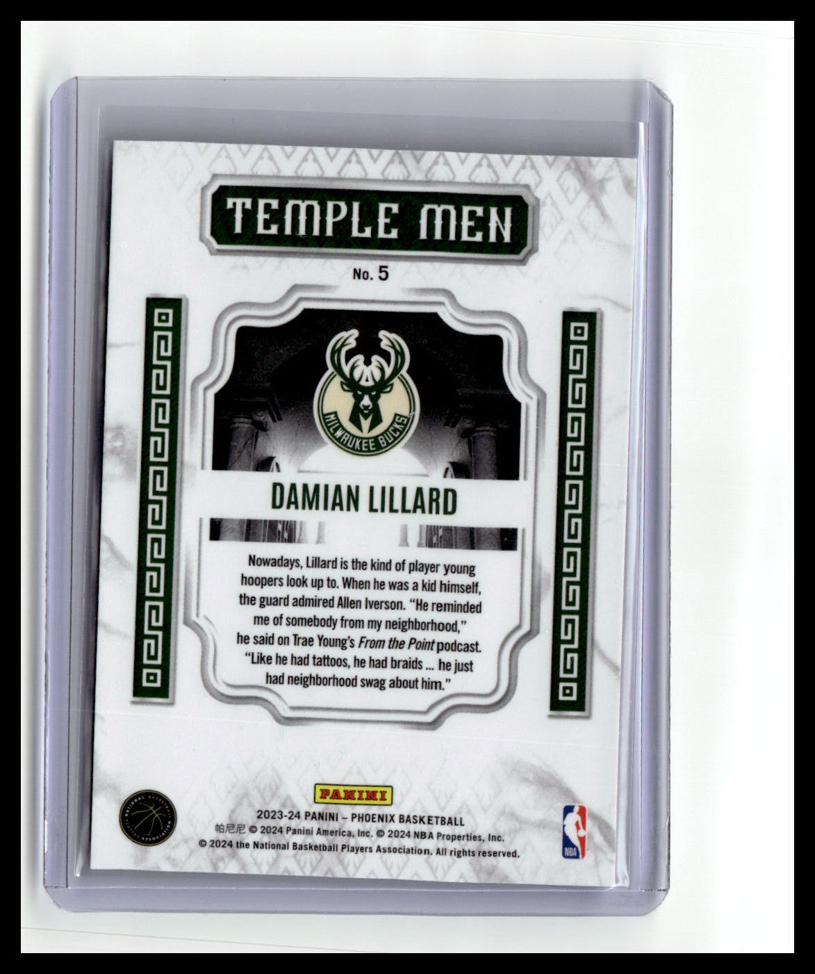 2023-24 Panini Phoenix #5 Damian Lillard Temple Men