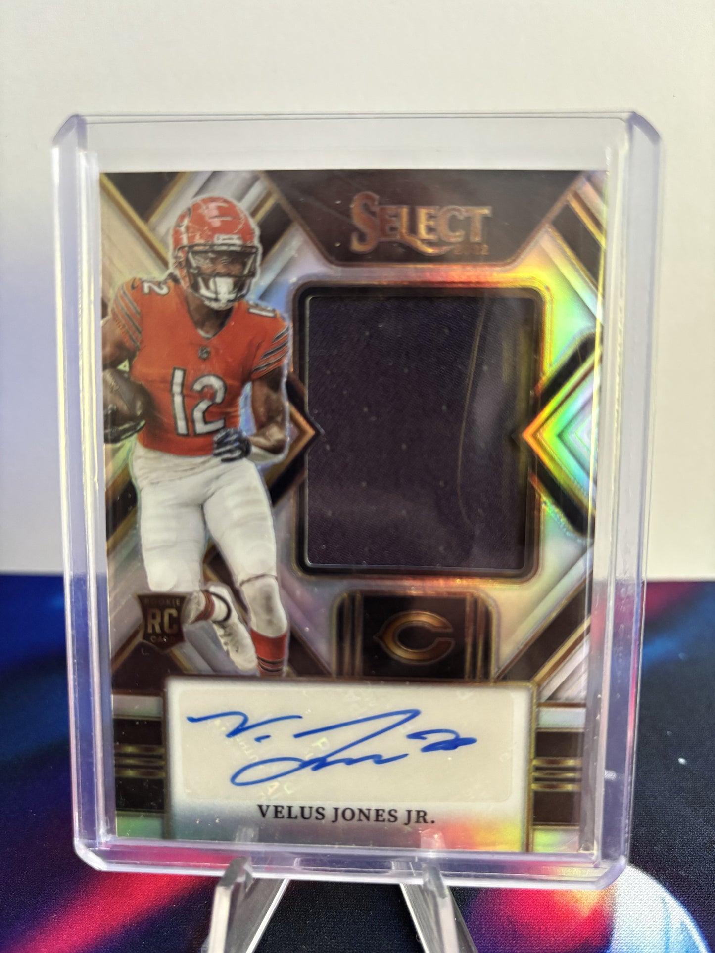 2022 Panini Select #JRS-VJ Velus Jones Jr. Jumbo Rookie Signature Swatches 34/99