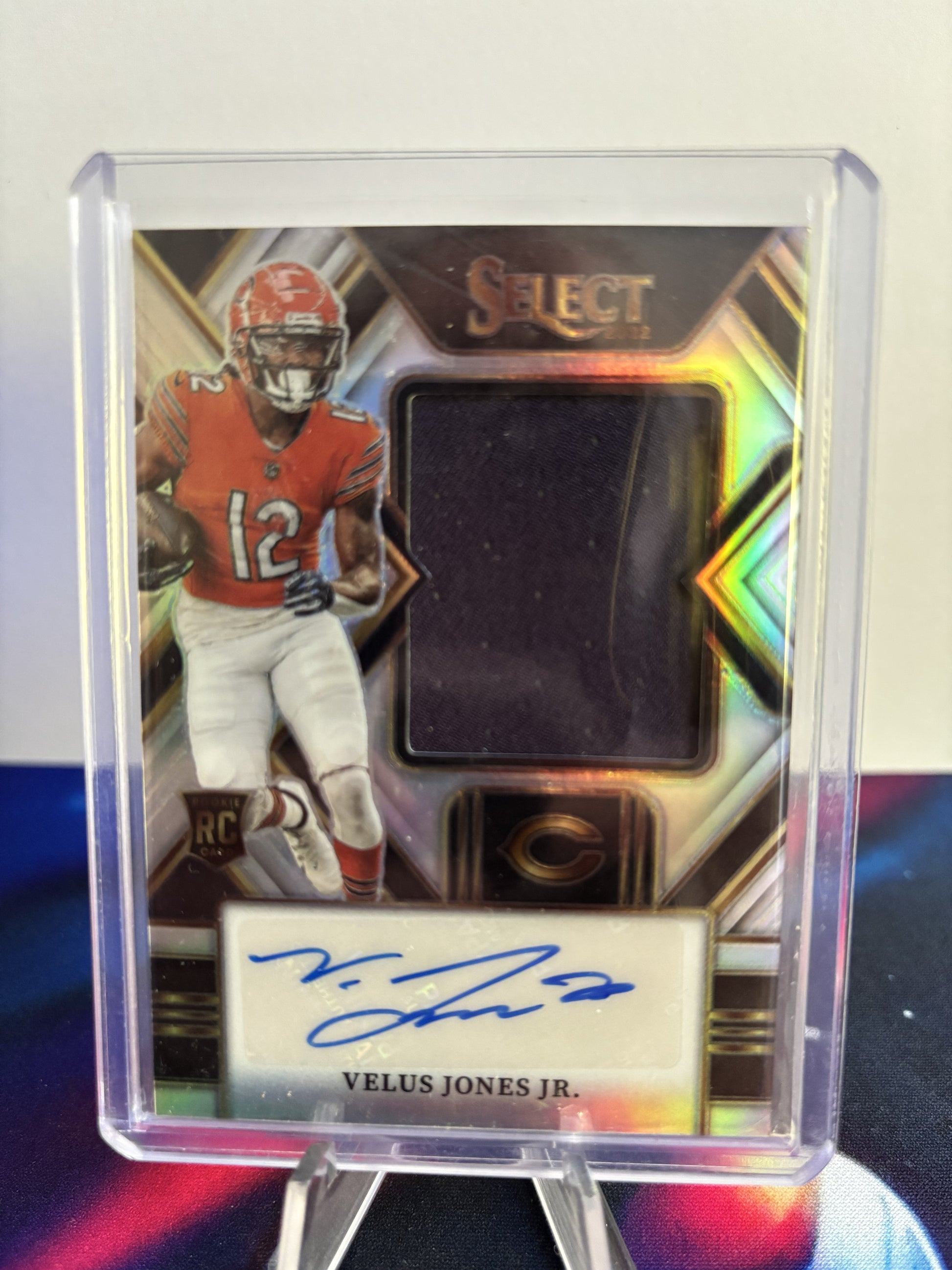 2022 Panini Select #JRS-VJ Velus Jones Jr. Jumbo Rookie Signature Swatches 34/99