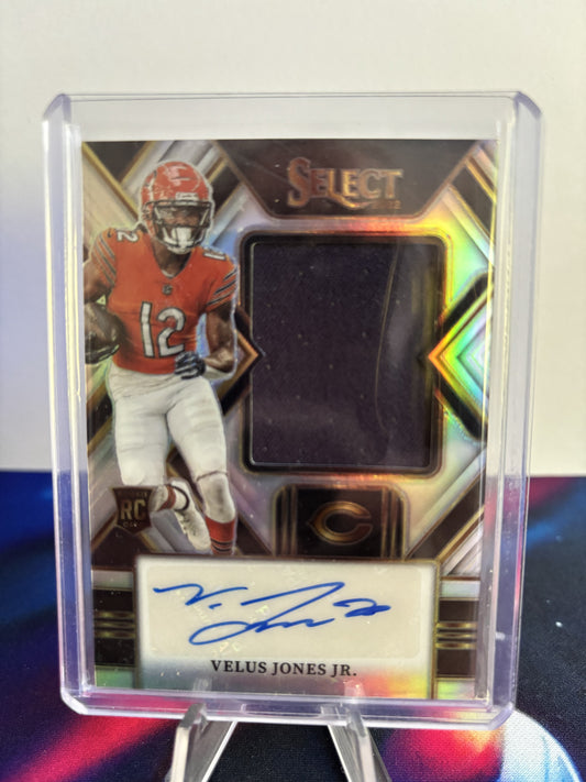 2022 Panini Select #JRS-VJ Velus Jones Jr. Jumbo Rookie Signature Swatches 34/99