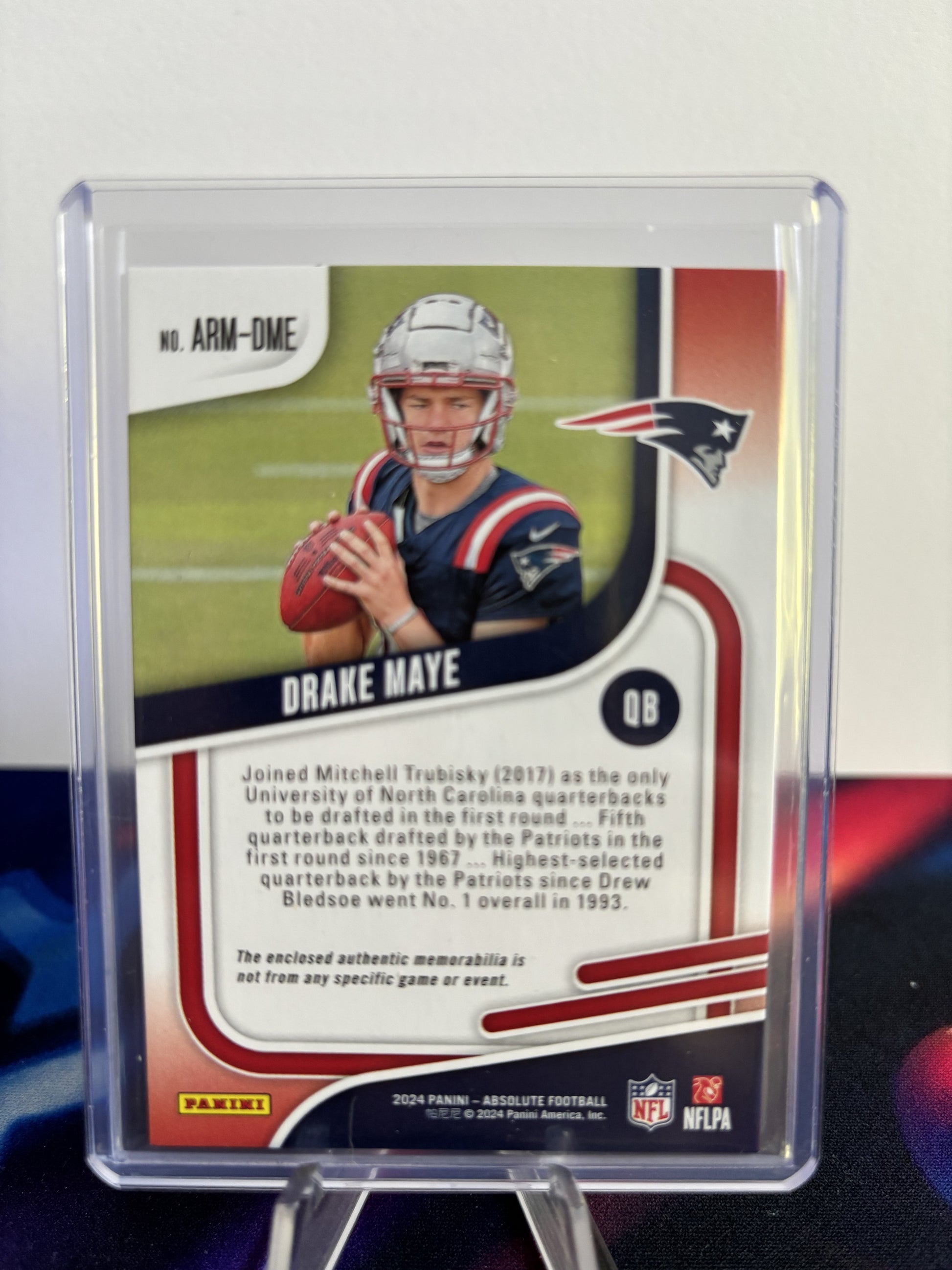 2024 Panini Absolute #ARM-DME Drake Maye Absolute Rookie Materials