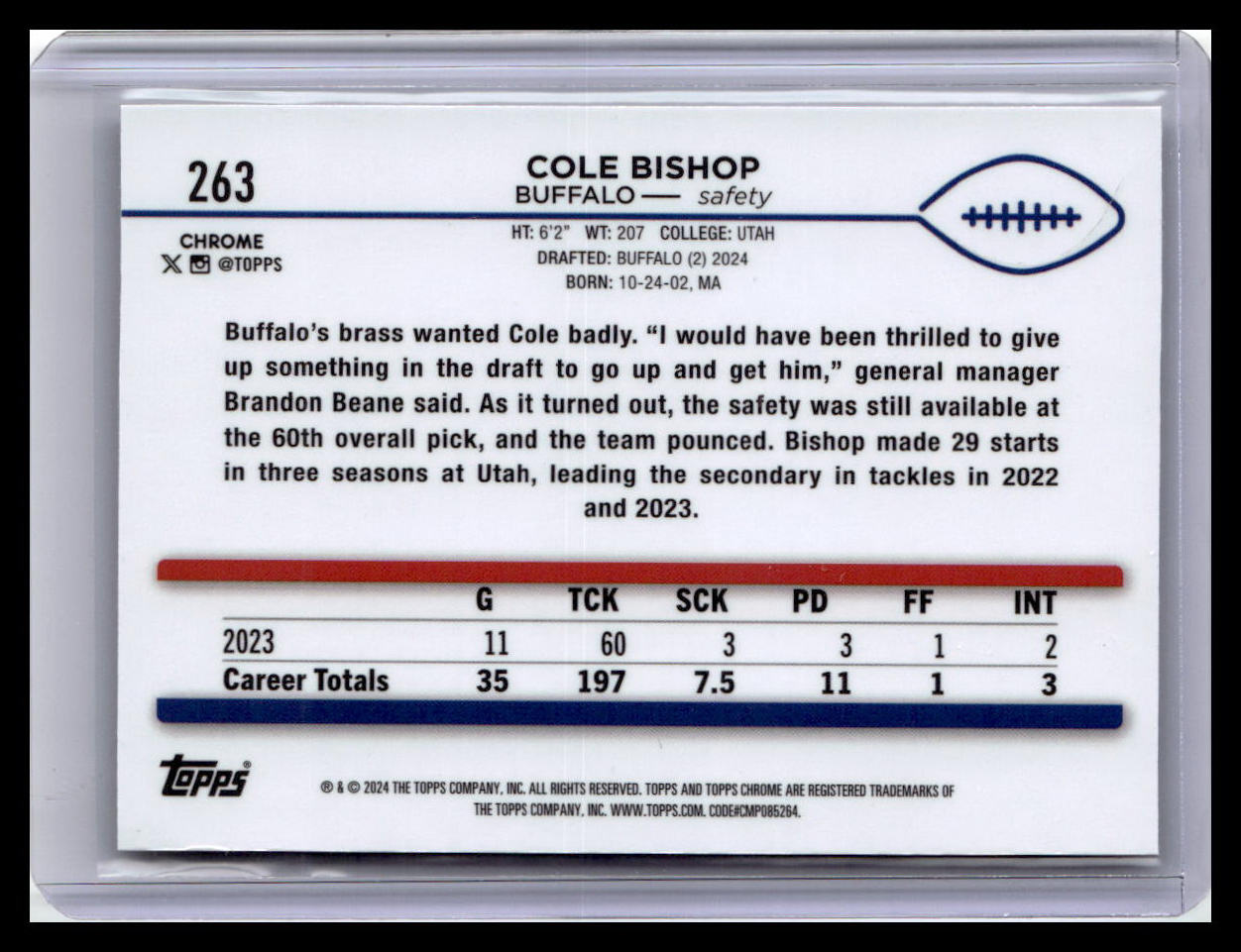 2024 Topps Chrome #263 Cole Bishop