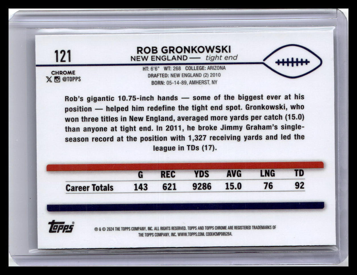 2024 Topps Chrome #121 Rob Gronkowski