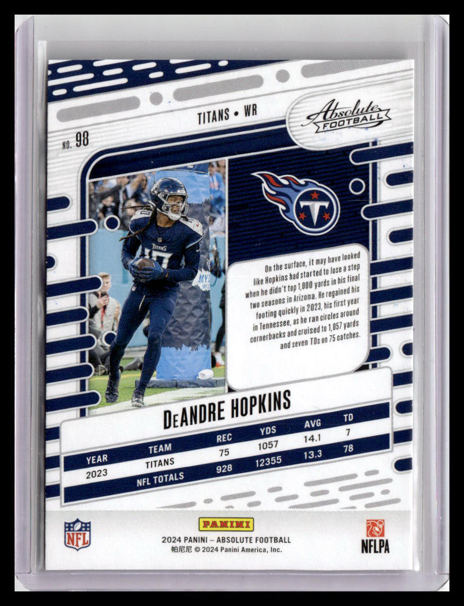 2024 Panini Absolute #98 DeAndre Hopkins Red and Blue