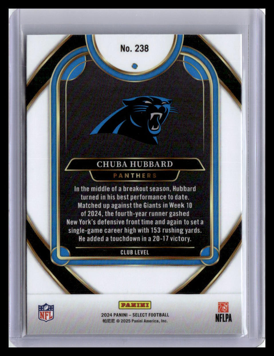 2024 Panini Select #238 Chuba Hubbard