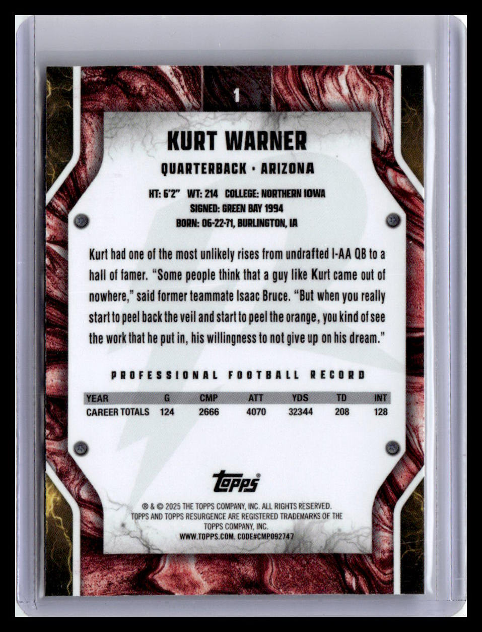 2024 Topps Resurgence #1 Kurt Warner