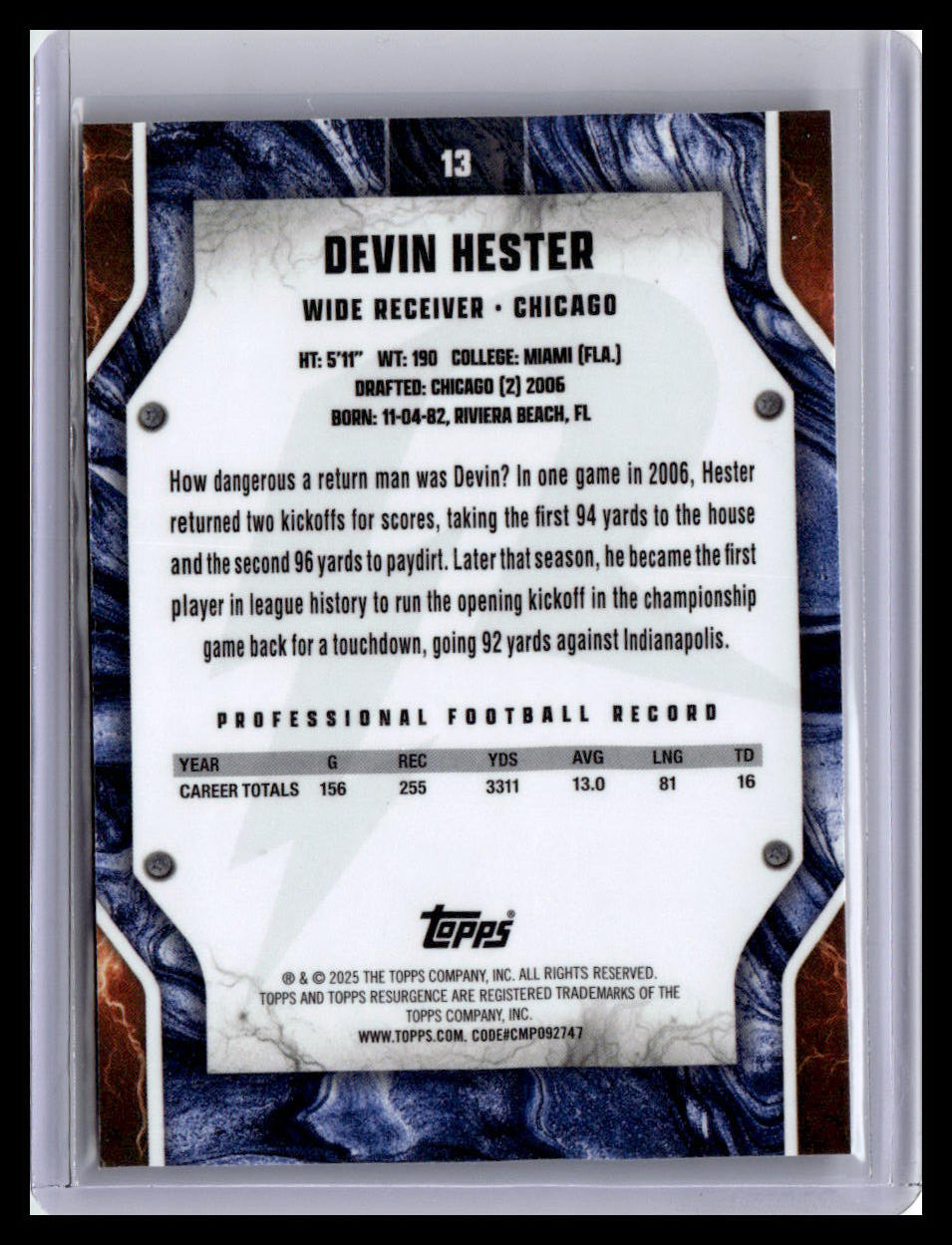 2024 Topps Resurgence #13 Devin Hester