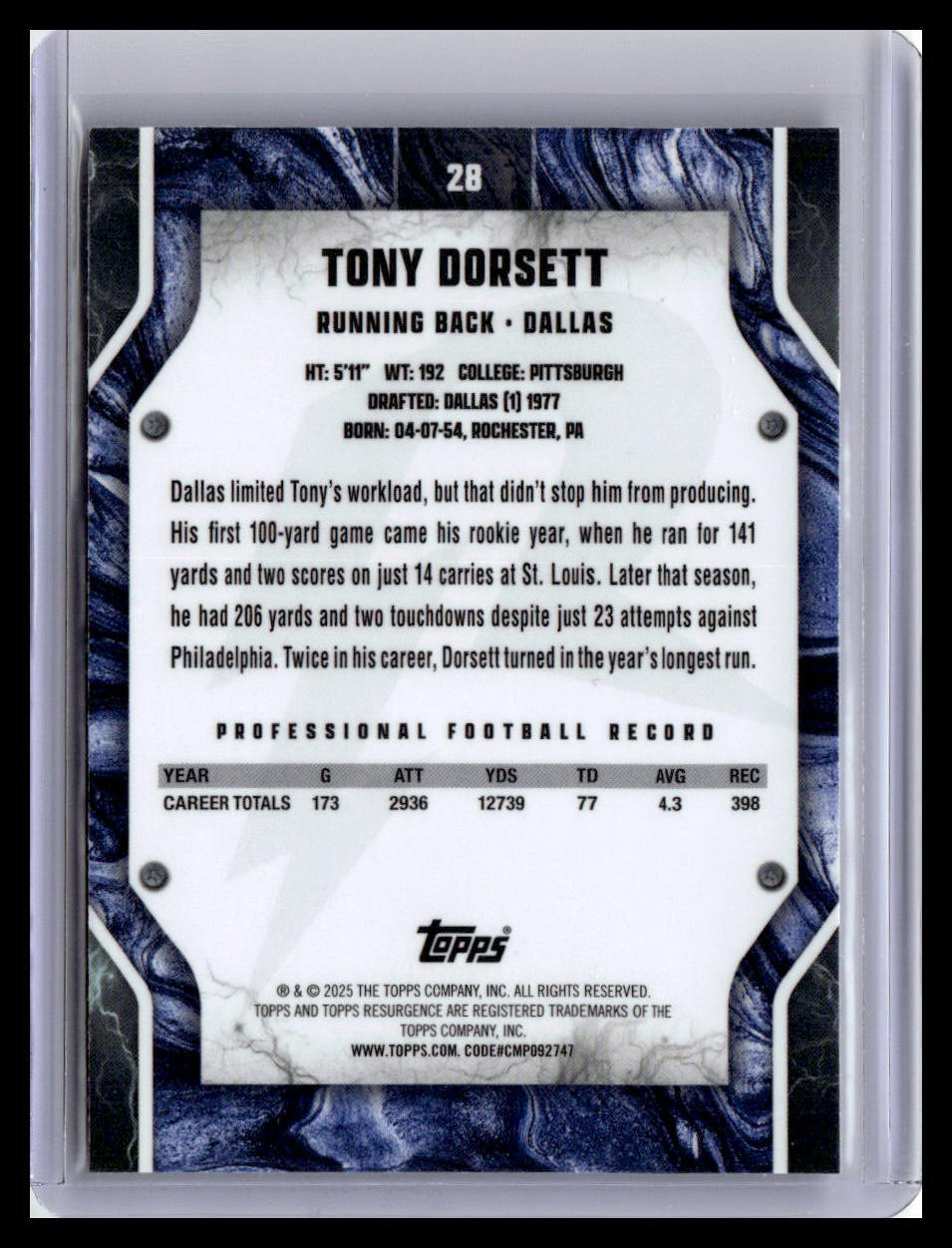 2024 Topps Resurgence #28 Tony Dorsett