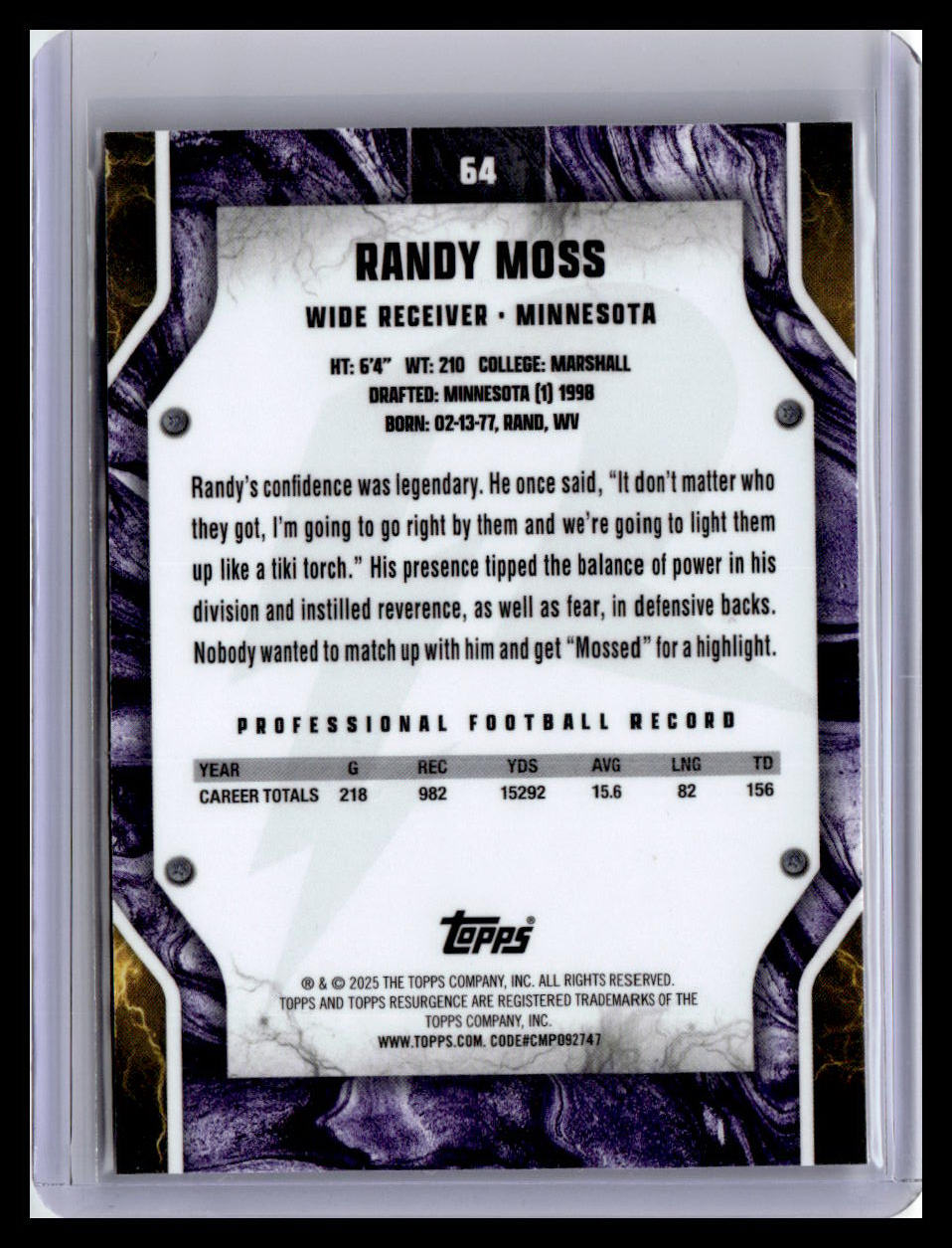 2024 Topps Resurgence #64 Randy Moss