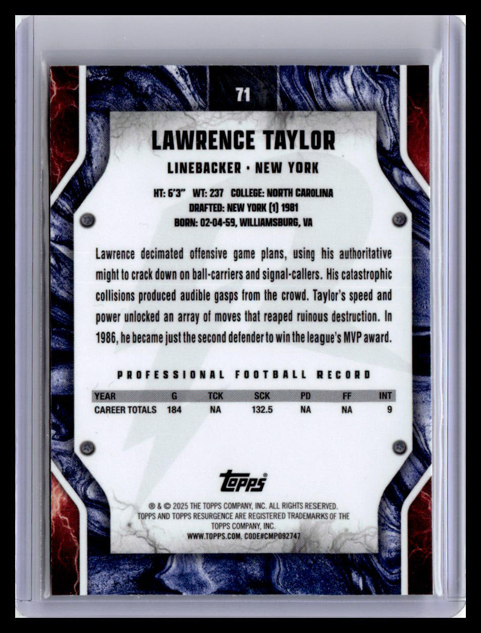 2024 Topps Resurgence #71 Lawrence Taylor