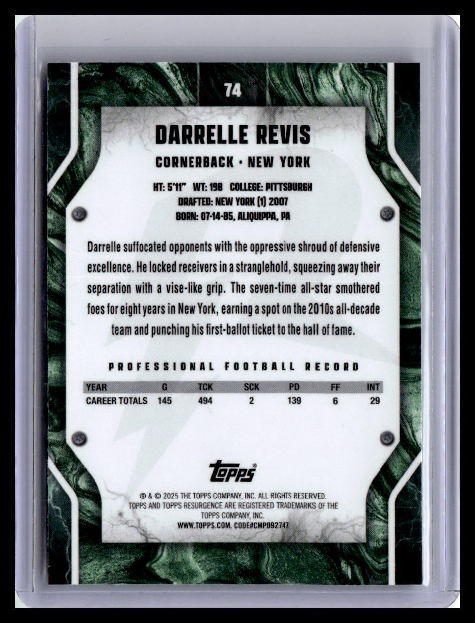 2024 Topps Resurgence #74 Darrelle Revis