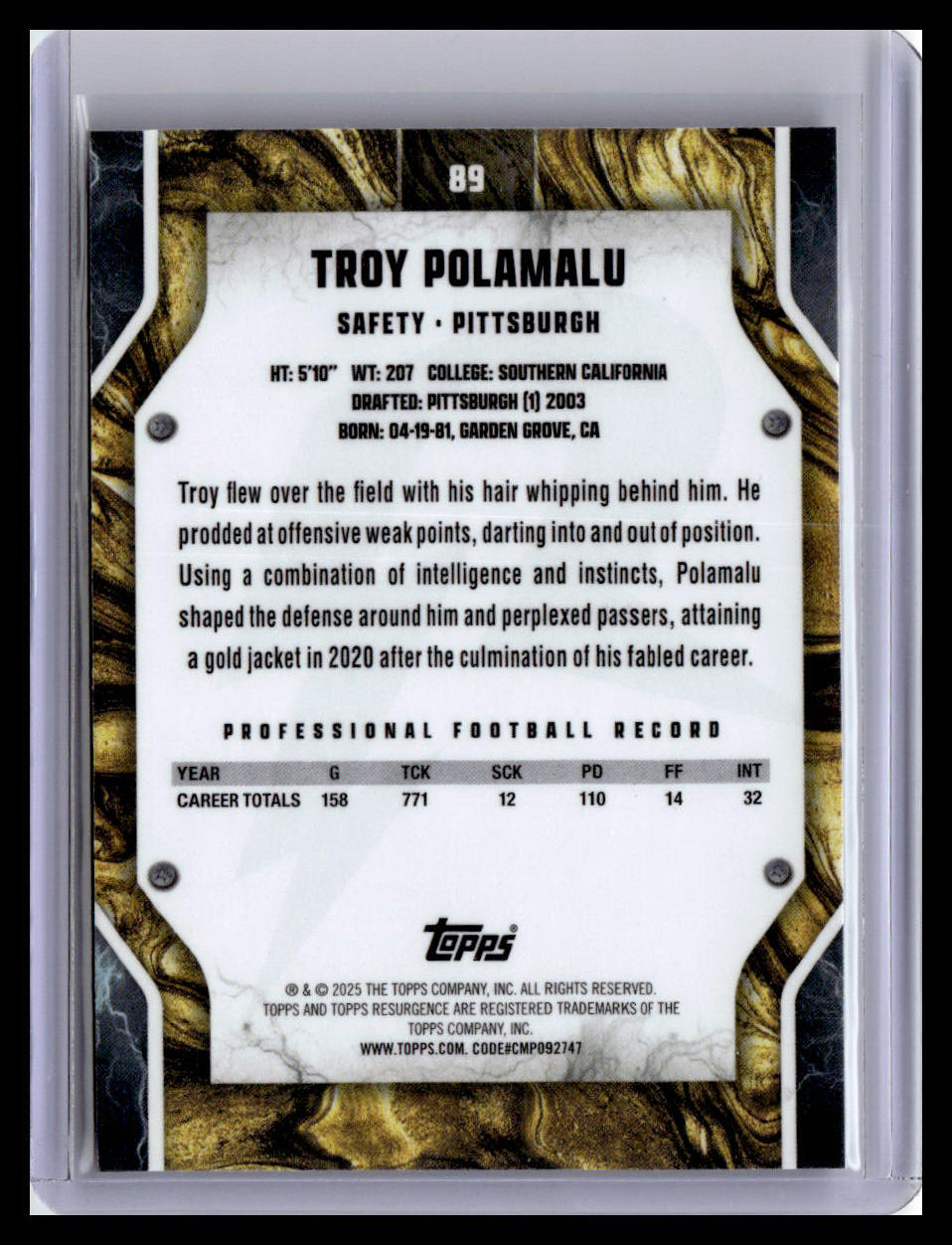 2024 Topps Resurgence #89 Troy Polamalu