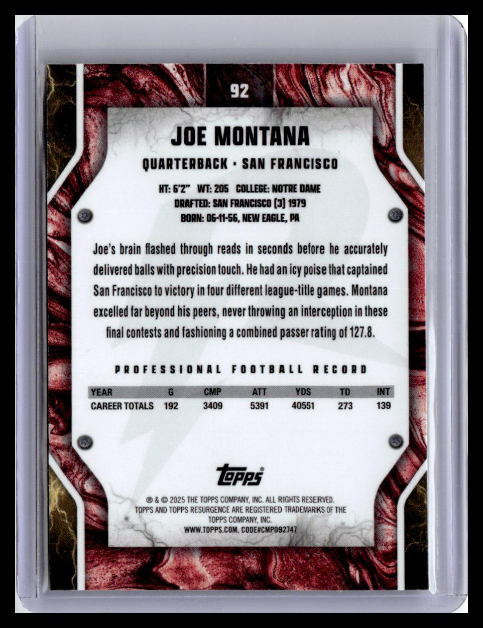 2024 Topps Resurgence #92 Joe Montana