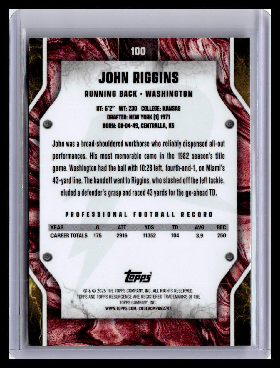 2024 Topps Resurgence #100 John Riggins