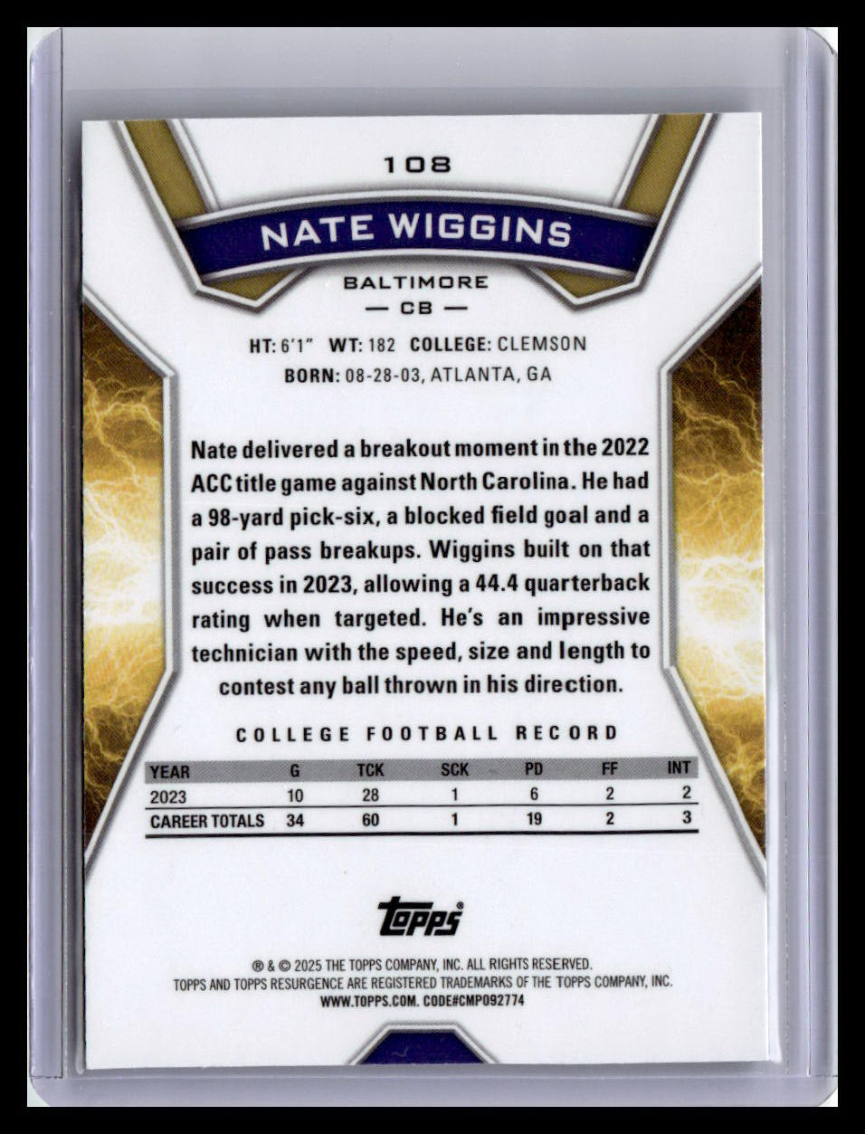 2024 Topps Resurgence #108 Nate Wiggins