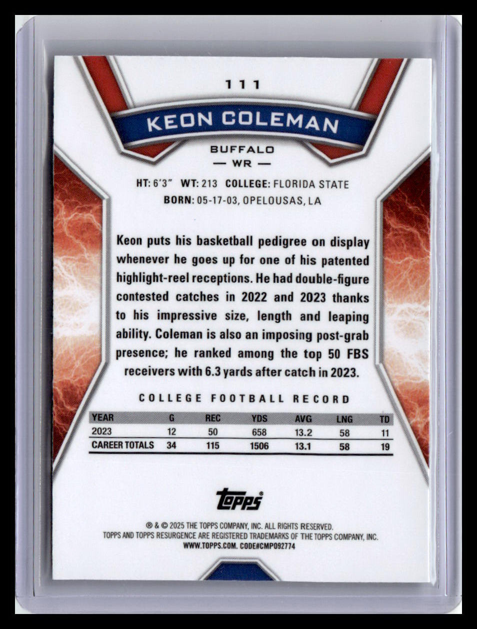 2024 Topps Resurgence #111 Keon Coleman