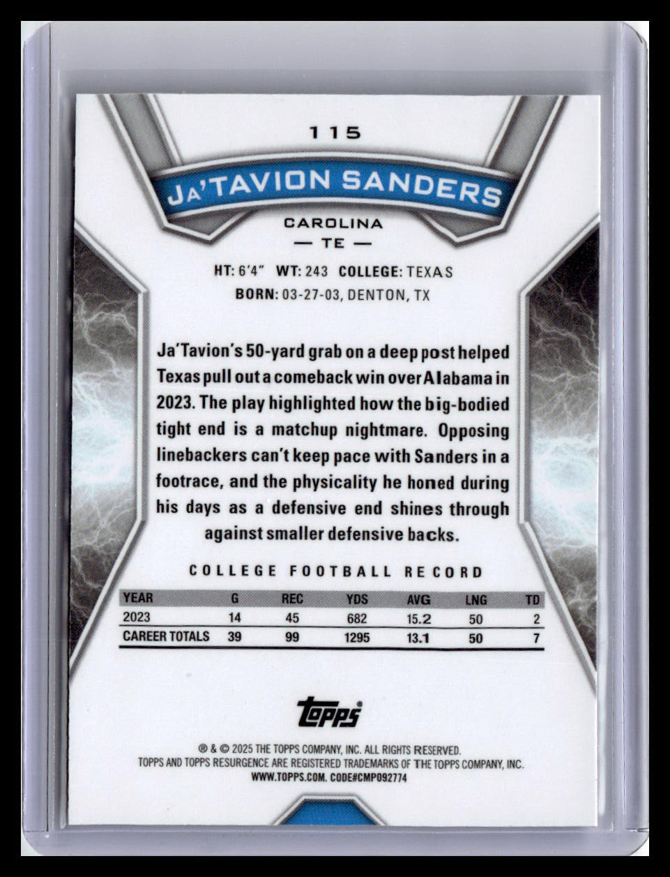 2024 Topps Resurgence #115 Ja'Tavion Sanders